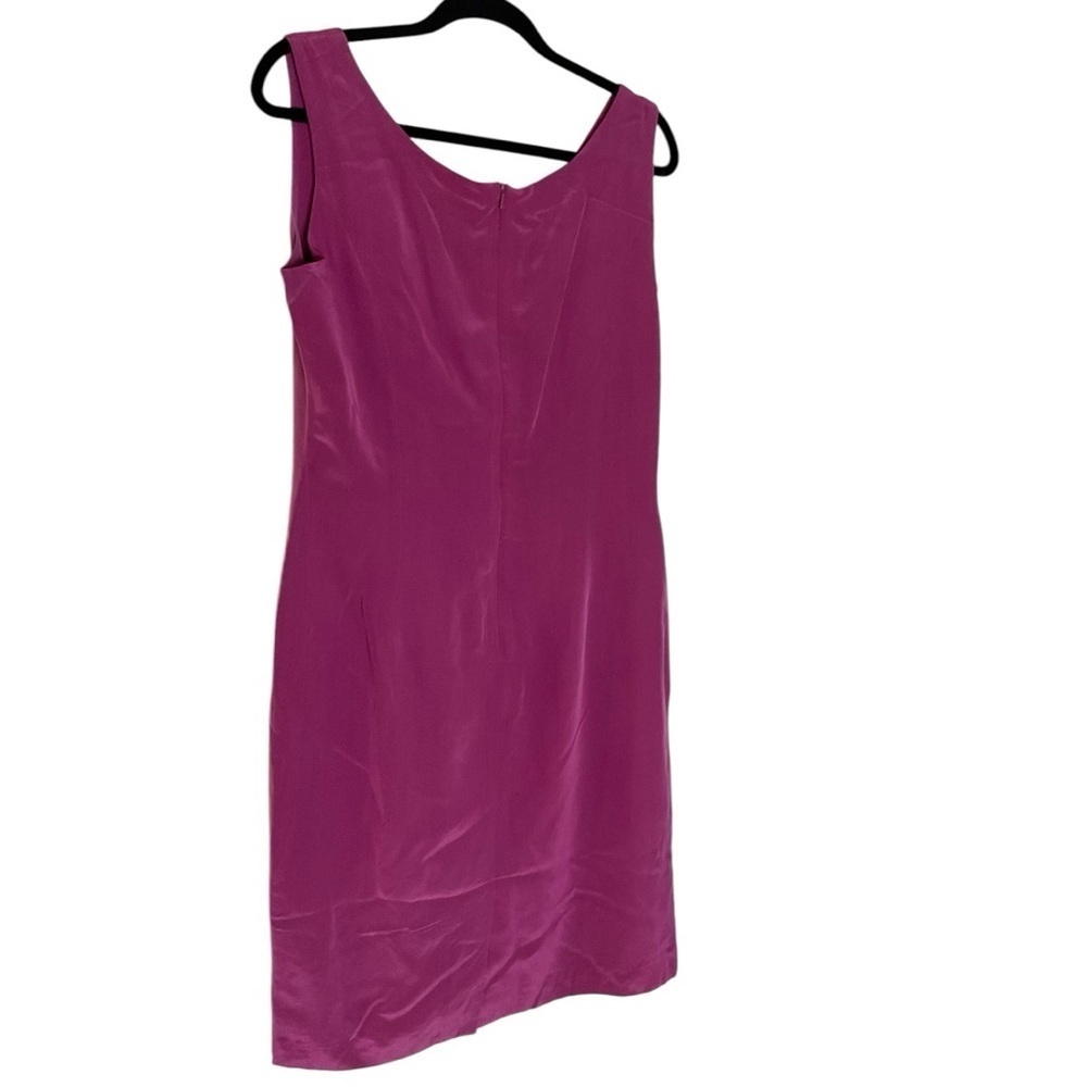 Vintage Jos A Bank Elegant 100% Silk Sheath Magenta Sleeveless Dress